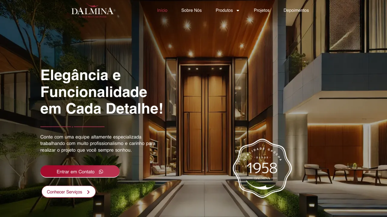 Prévia do site Dalmina Portas e Móveis Planejados